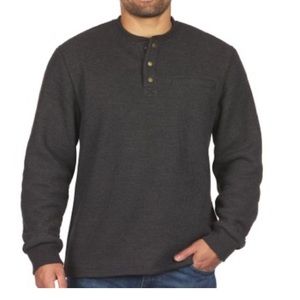 NEW Coleman Men's Sherpa Lined Waffle Henley in Black Heather Size:M